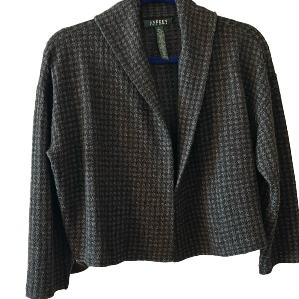 Ralph Lauren Women's Gray/ black Cashmere blend VIT. sweater/ shrug/Jacket.